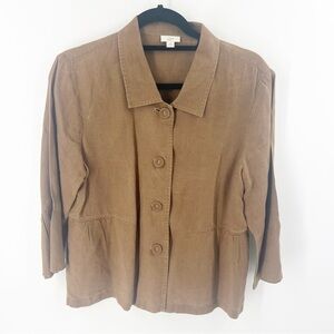 ✅ J. JILL LINEN BUTTON DOWN TOP‎ WITH PEPLUM SIZE MEDIUM